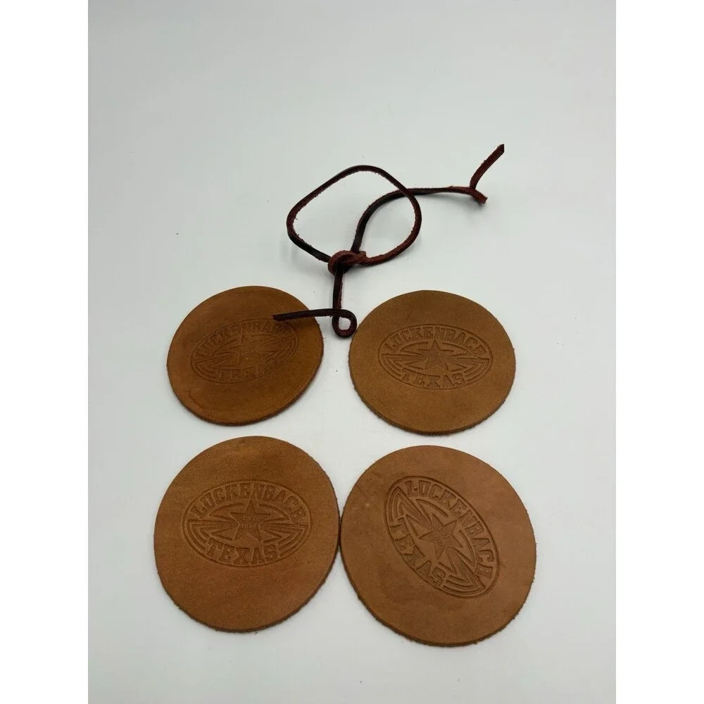 Luckenbach Texas Est.1849 Leather Coasters- EUC